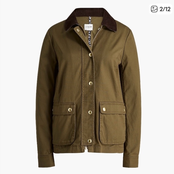 J. Crew Orchard Utility Jacket with Brown Collar - Picture 2 of 7